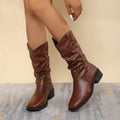 Pleated Pull-On Western Cowboy Boots - Hovatok