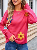 Angel Wings Crochet Flower Round Neck Sweater - Hovatok