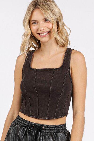 Mittoshop Mineral Wash Corset Crop Stretch Knit Tank - Hovatok