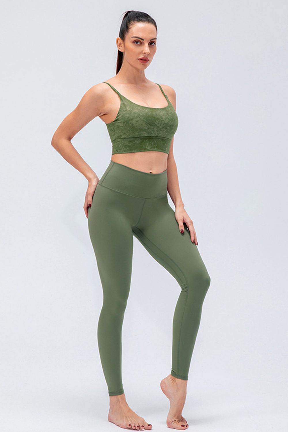Wide Waistband Slim Fit Active Leggings - Hovatok