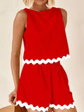 Contrast Trim Round Neck Tank and Shorts Set - Hovatok