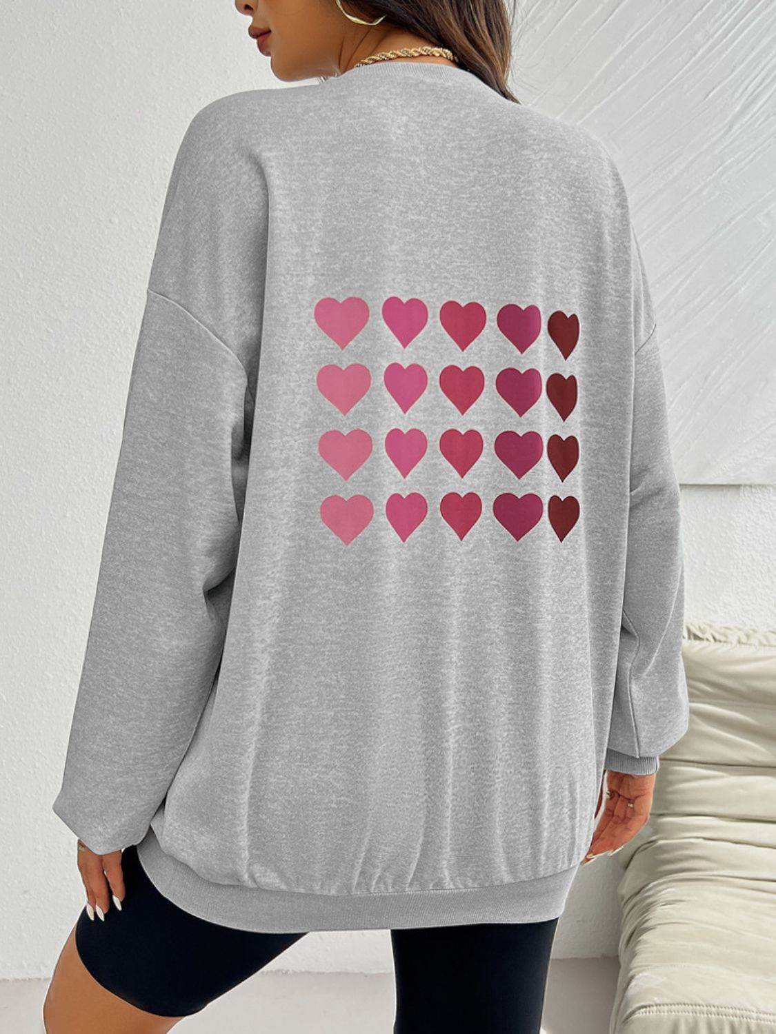 Devine Heart Dropped Shoulder Long Sleeve Sweatshirt - Hovatok