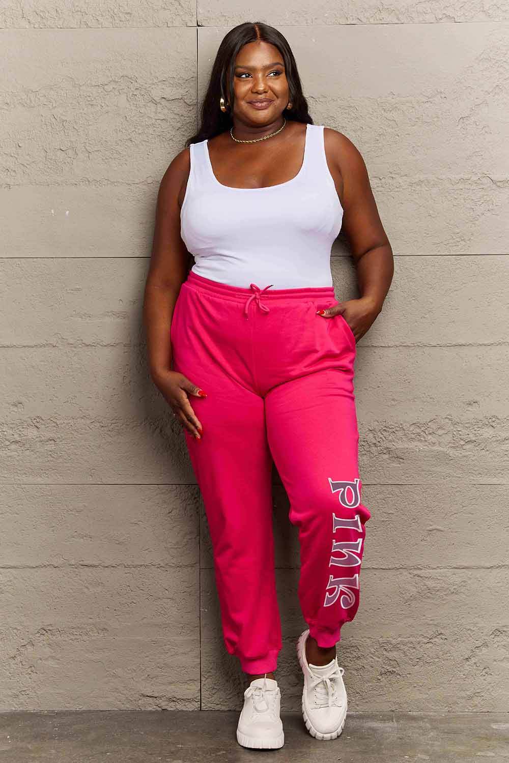 Simply Love Full Size PINK Graphic Sweatpants - Hovatok