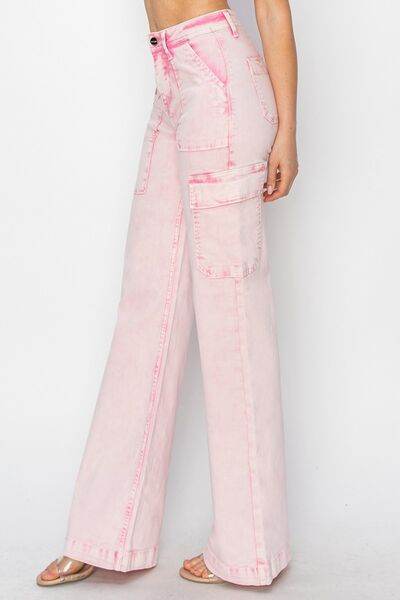 RISEN Full Size High Rise Cargo Pocket Jeans - Hovatok