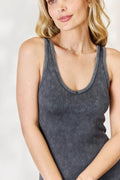 Zenana Ribbed V-Neck Sleeveless Jumpsuit - Hovatok