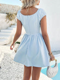Devine Ruched Puff Sleeve Mini Dress - Hovatok