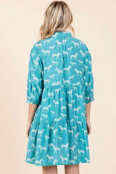 Mittoshop Zebra Print Button Down Shirt Mini Dress - Hovatok