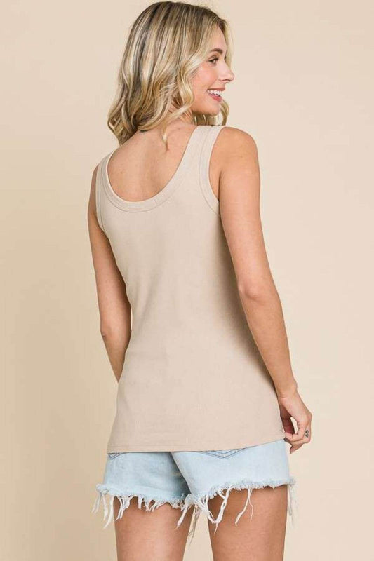 Culture Code Full Size Ribbed Scoop Neck Tank - Hovatok