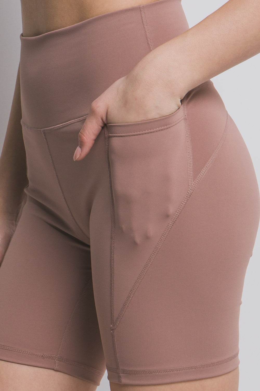 Love Tree High Waist Seam Detail Active Shorts - Hovatok