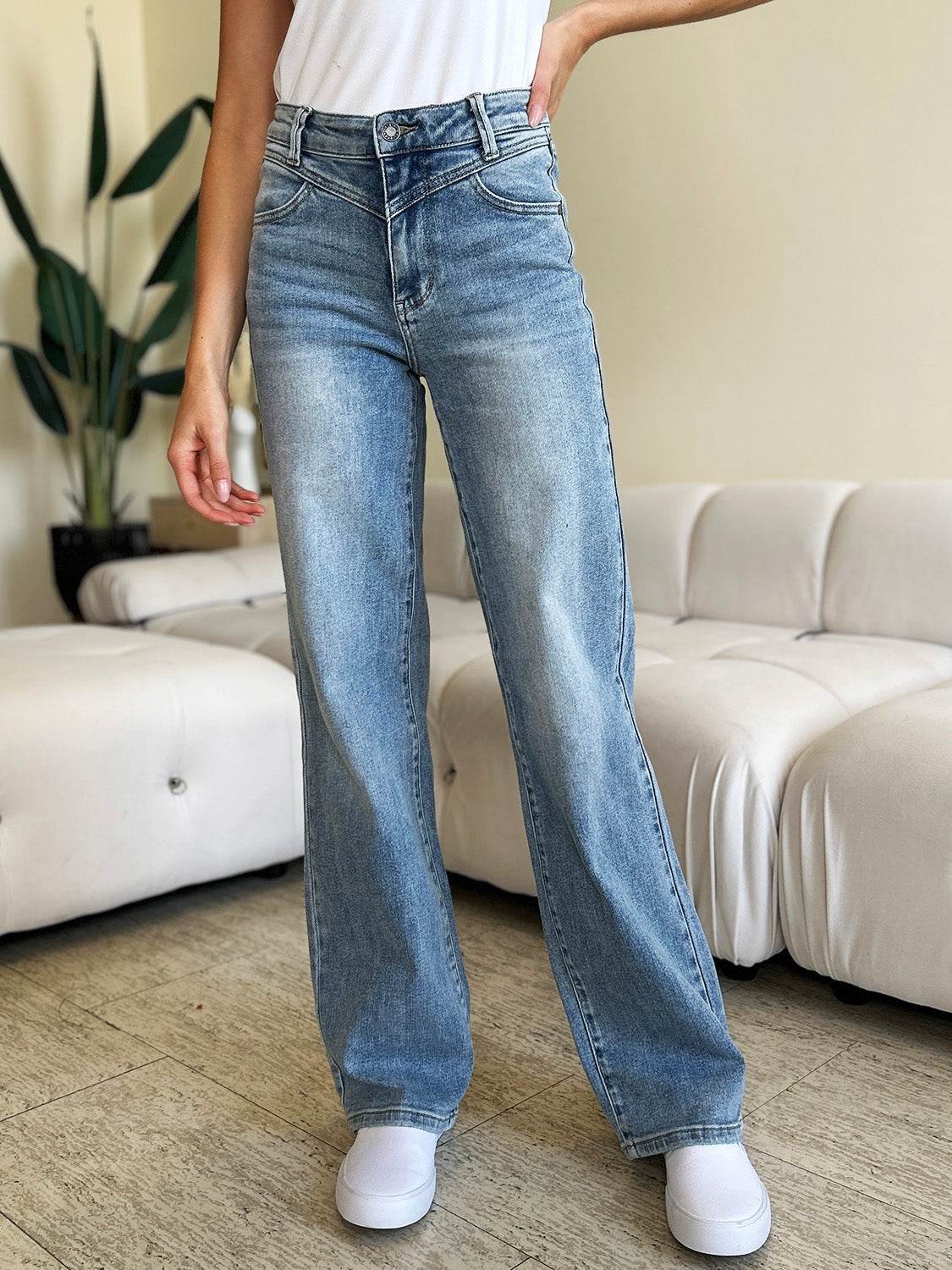 Judy Blue Full Size High Waist Wide Leg Jeans - Hovatok