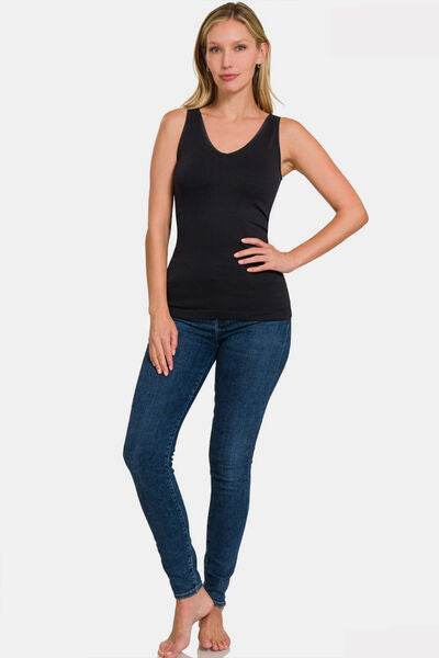 Zenana FRONT & BACK 2-WAY V-NECK / U-NECK SEAMLESS TANK - Hovatok