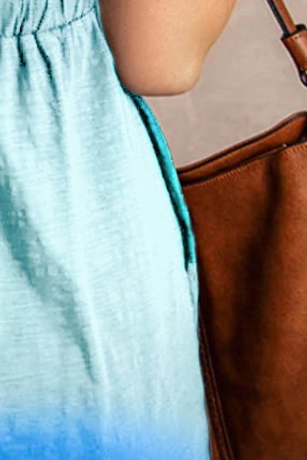 Double Take Scoop Neck Buttoned Sleeveless Magic Dress with Pockets - Hovatok