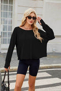 Backless Round Neck Long Sleeve T-Shirt - Hovatok