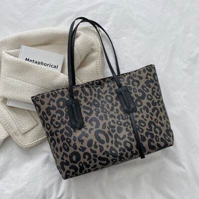 PU Leather Leopard Tote Bag - Hovatok