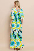 ODDI Floral Printed Slit Maxi Dress - Hovatok