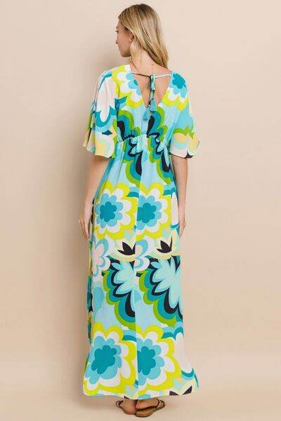 ODDI Floral Printed Slit Maxi Dress - Hovatok