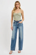 RISEN Full Size Distressed Wide Leg Jeans Plus Size - Hovatok