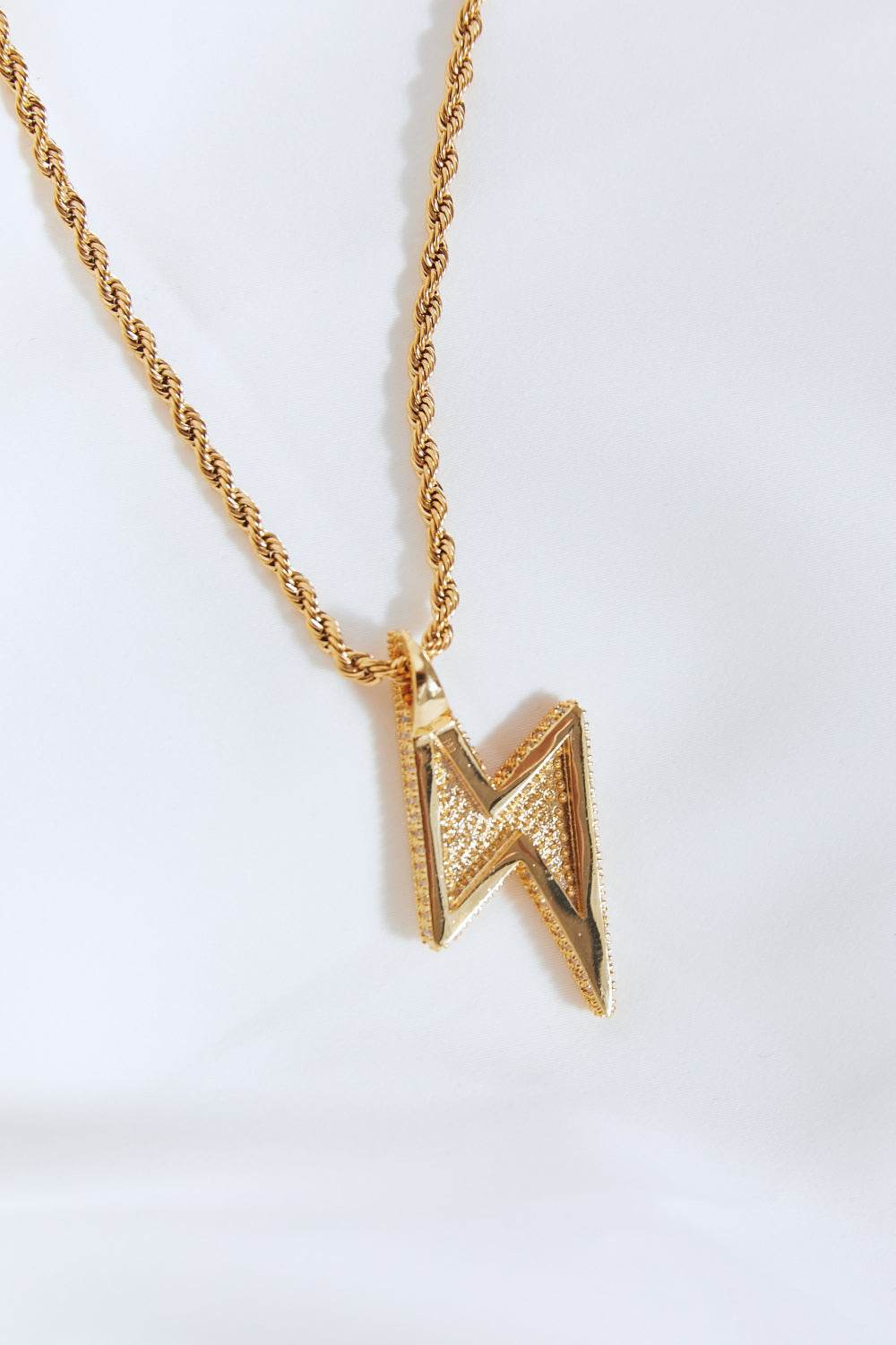 Brass Lightning Pendant Necklace - Hovatok