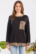Celeste Full Size Leopard Round Neck Dropped Shoulder T-Shirt - Hovatok