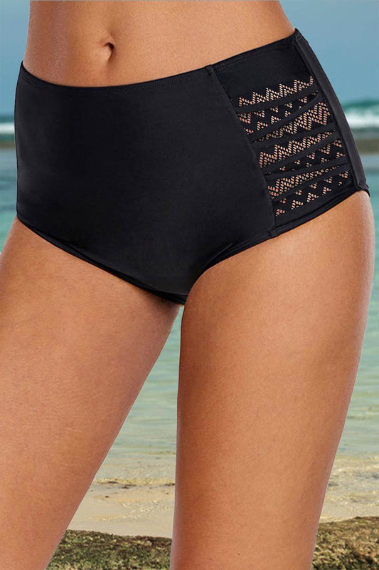 Plus Size Lace Detail Low Waist Swim Brief - Hovatok