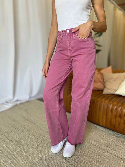RFM Full Size High Rise Garment Dye Wide Leg Jeans - Hovatok