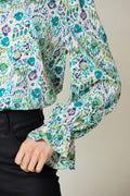 Double Take Full Size Printed Flounce Sleeve Blouse - Hovatok