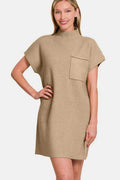 Zenana Short Sleeve Sweater Mini Dress - Hovatok