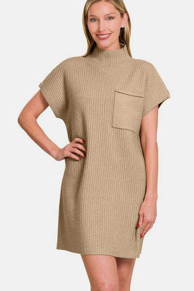 Zenana Short Sleeve Sweater Mini Dress - Hovatok