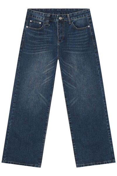 Wide Straight Jeans with Pockets - Hovatok