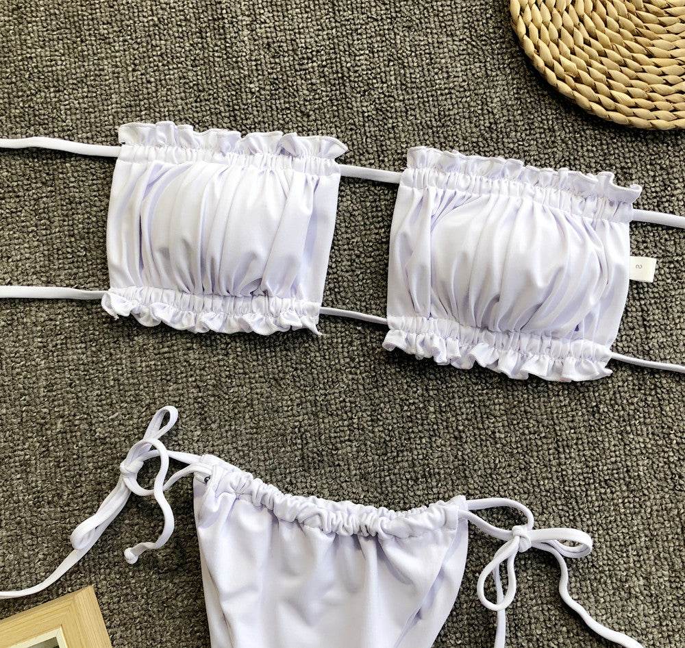 Frill Trim Ruched Bikini Set - Hovatok