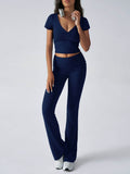 Devine Short Sleeve Top and Bootcut Legging Set - Hovatok