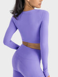 Millennia Ruched Cropped Long Sleeve Sports Top - Hovatok