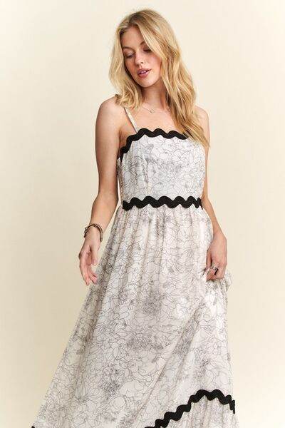 ADORA Floral Adjustable Strap Maxi Cami Dress - Hovatok