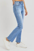 RISEN Full Size Distressed High-Rise Ankle Straight Jeans - Hovatok