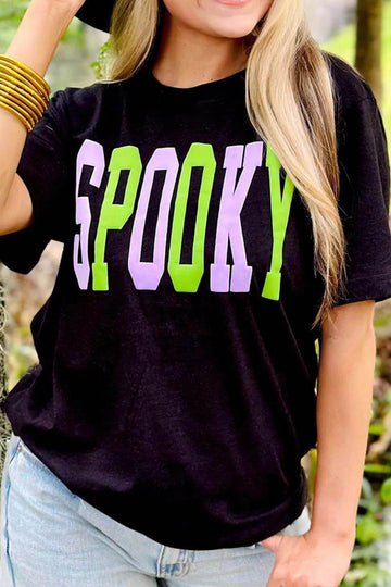 SPOOKY Round Neck Short Sleeve T-Shirt - Hovatok