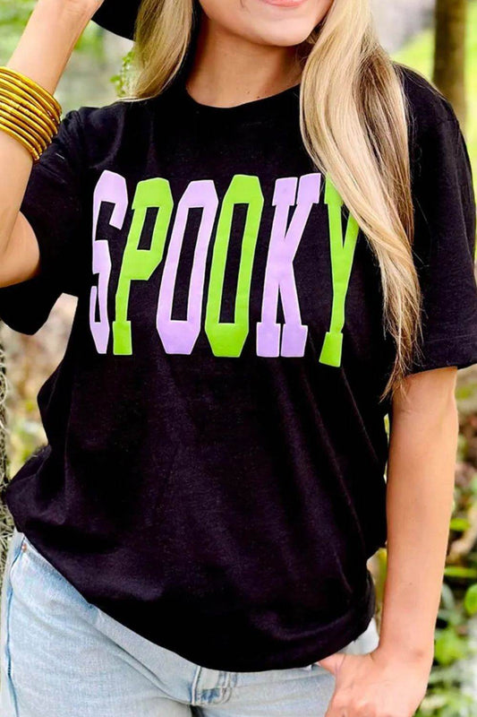 SPOOKY Round Neck Short Sleeve T-Shirt - Hovatok
