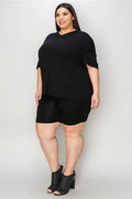 Basic Bae Bamboo Full Size V-Neck Drop Shoulder T-Shirt and Shorts Set - Hovatok