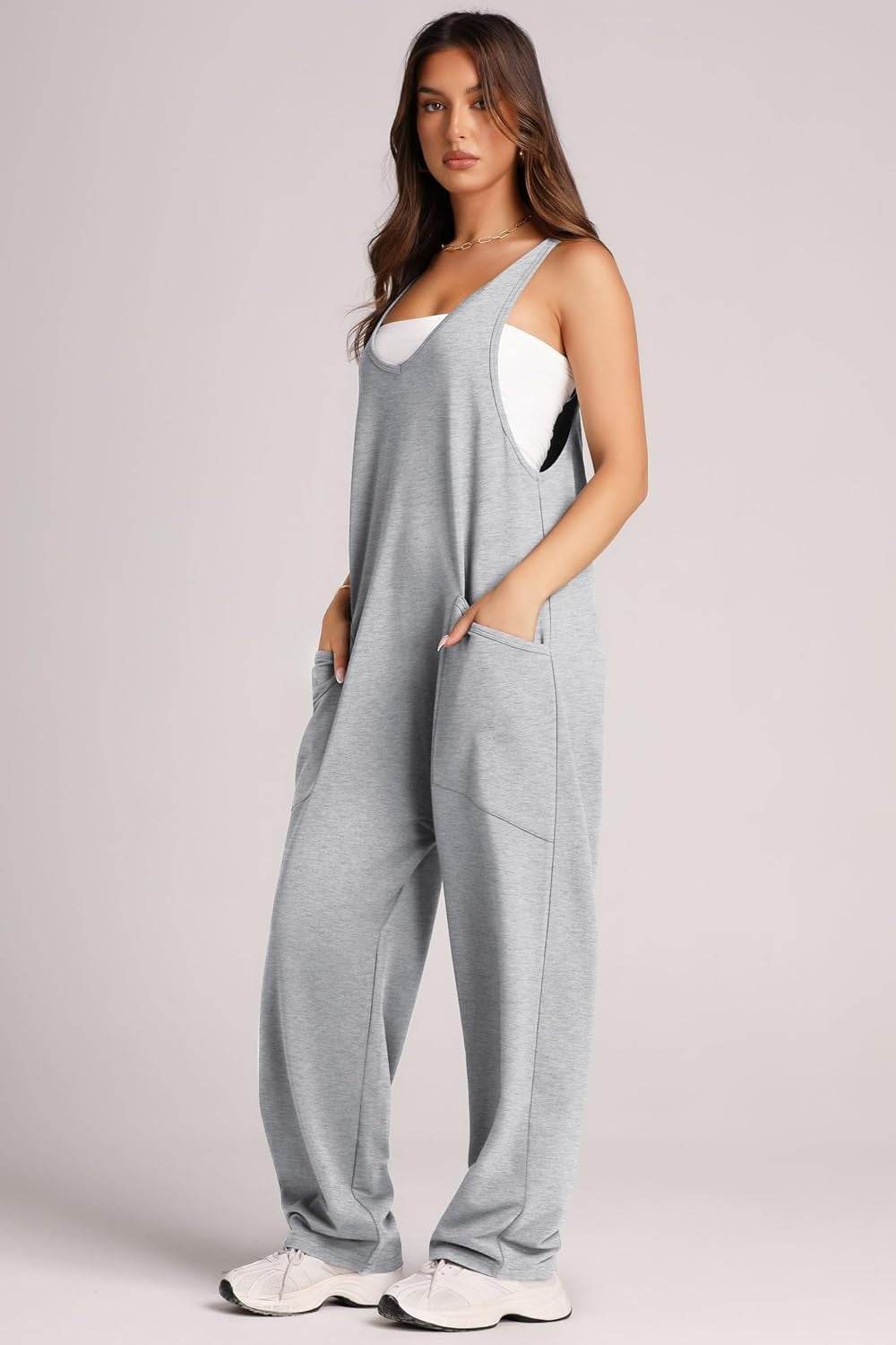 Lovelet Wide Strap Jumpsuit with Pockets - Hovatok