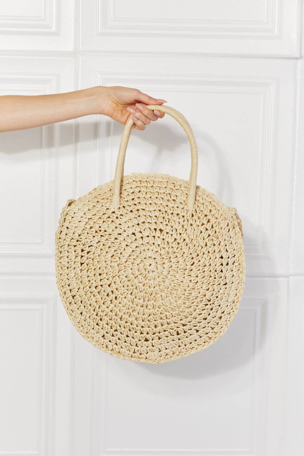 Justin Taylor Beach Date Straw Rattan Handbag in Ivory - Hovatok
