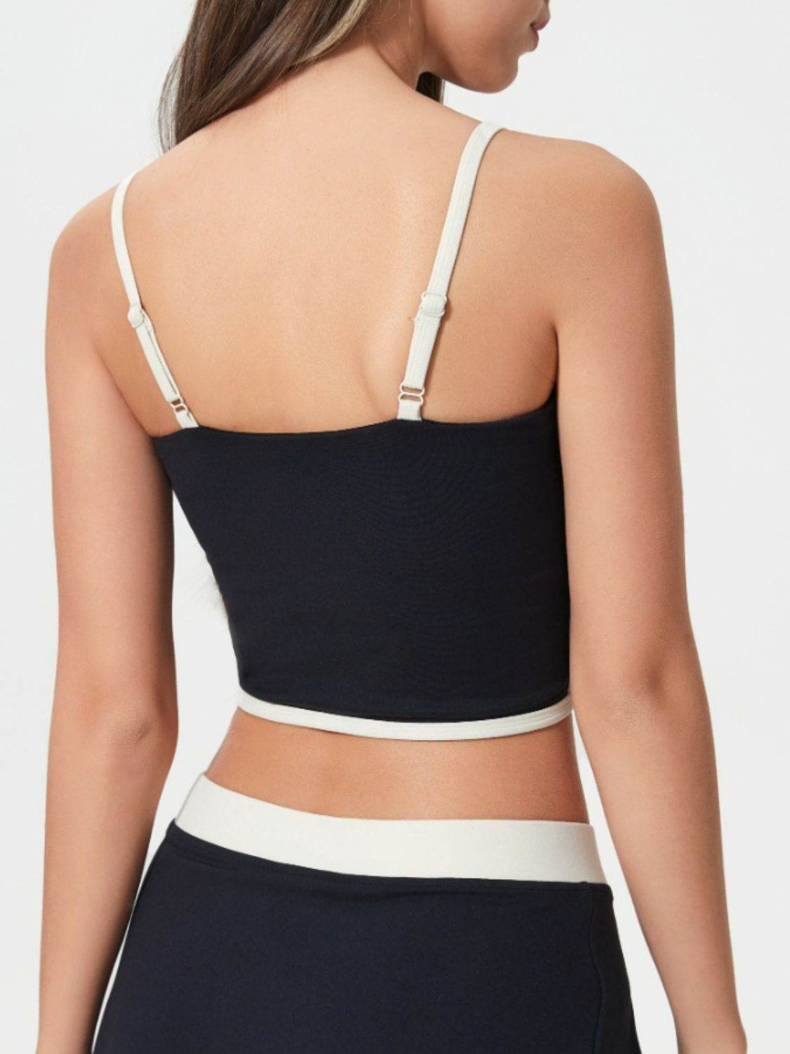 Millennia Contrast Trim Square Neck Active Cami with Detachable Chest Pads - Hovatok