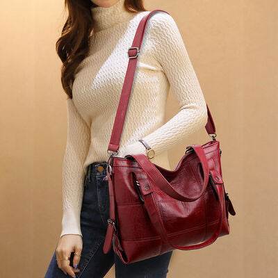 PU Leather Medium Handbag - Hovatok