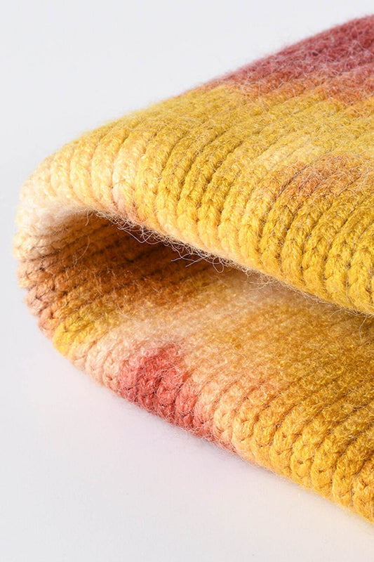 Tie-Dye Cuffed Rib-Knit Beanie Hat - Hovatok