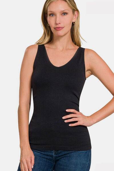 Zenana FRONT & BACK 2-WAY V-NECK / U-NECK SEAMLESS TANK - Hovatok