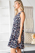 Heimish Full Size Leopard V-Neck Ruffled Tank Dress - Hovatok