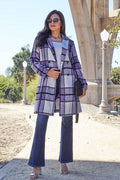 Double Take Full Size Plaid Button Up Lapel Collar Coat - Hovatok