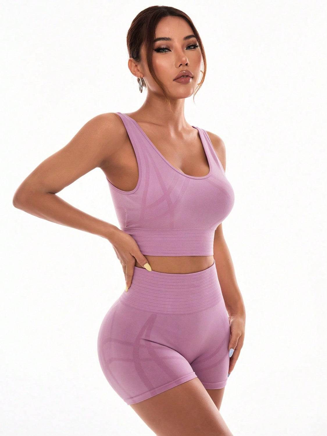 Scoop Neck Wide Strap Top and Shorts Active Set - Hovatok