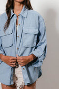 BiBi Button Down Stitch Detail Shirt with Chest Pockets - Hovatok