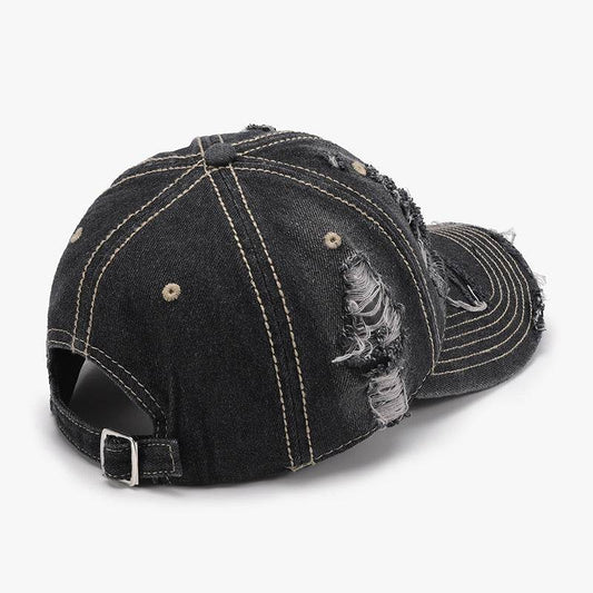 Distressed Adjustable Cotton Baseball Cap - Hovatok