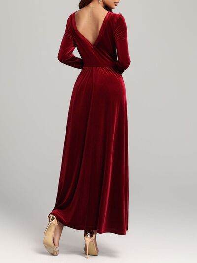 Velvet Square Neck Long Sleeve Dress - Hovatok