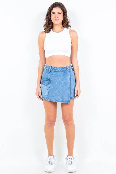 American Bazi Cargo Pocket Denim Skort - Hovatok